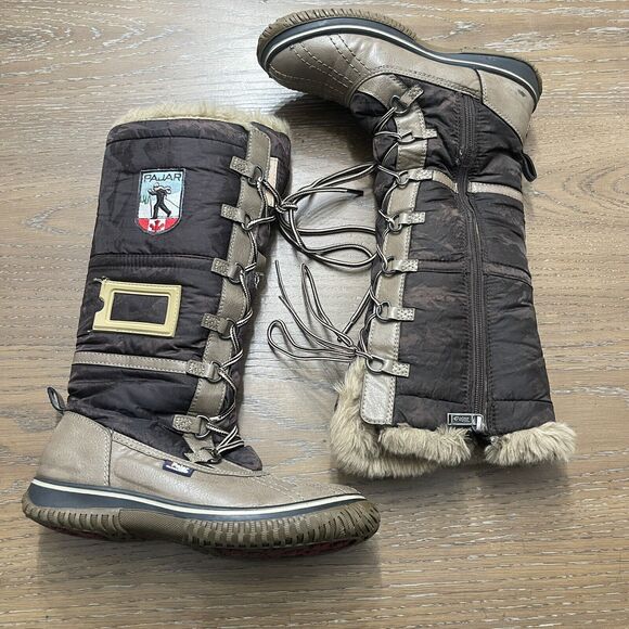 Pajar Canada Tall Duck Boots Womens Size 7 Winter Lace Up Fur Lined Waterproof - Picture 1 of 16